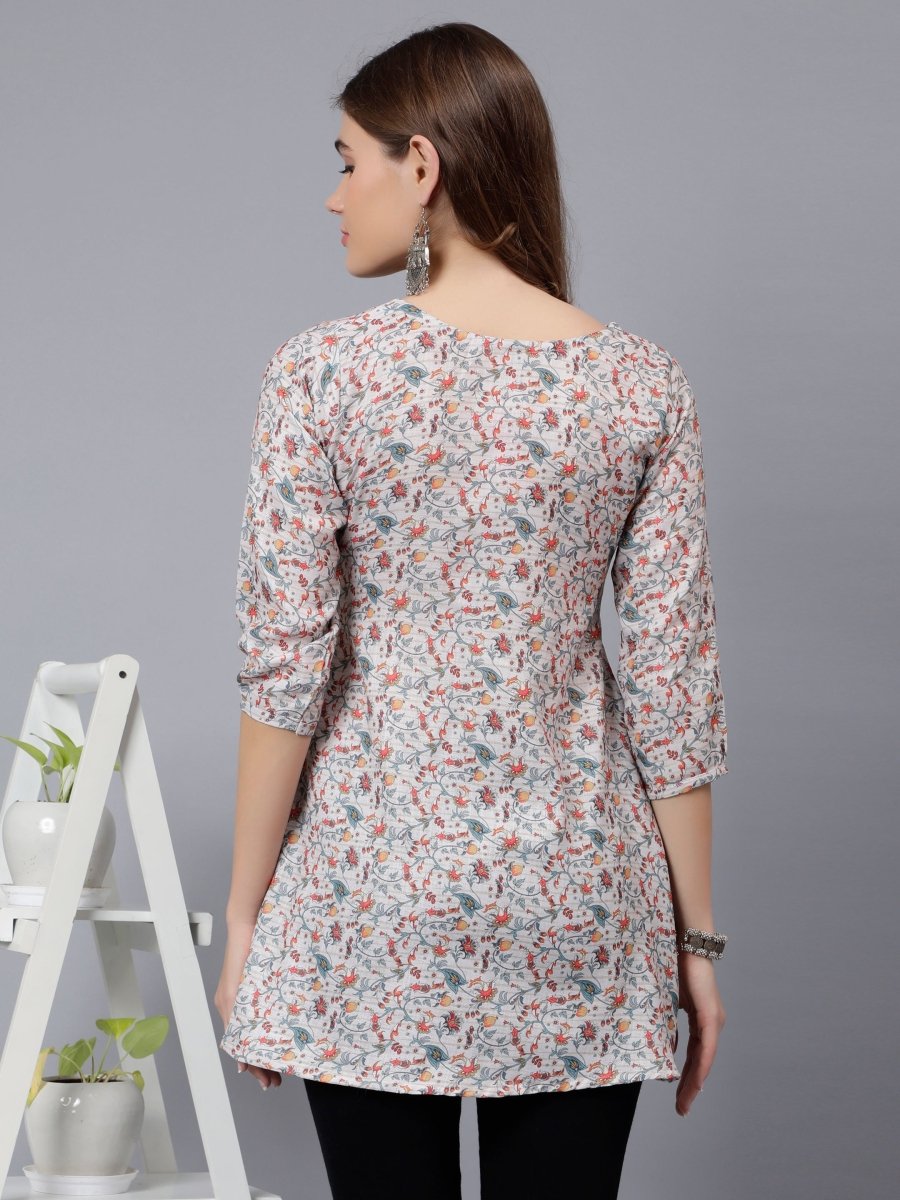 Digital Printed Tunic with Net Stripes - Graceful and Stylish - Stunics