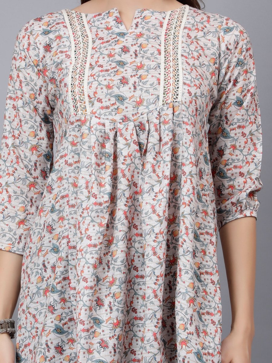 Digital Printed Tunic with Net Stripes - Graceful and Stylish - Stunics
