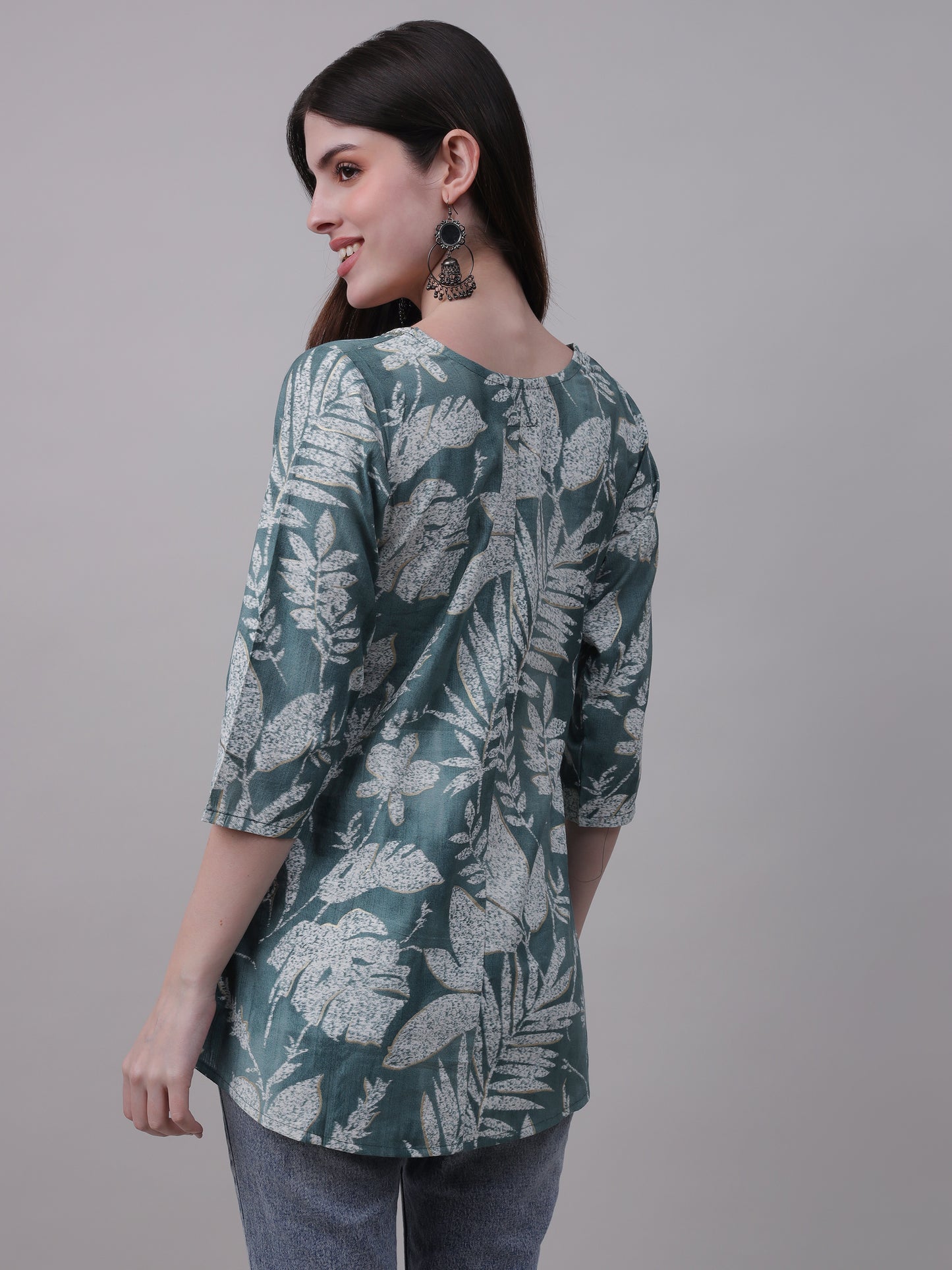 Digital Printed Floral Tunic for elegant neckwork