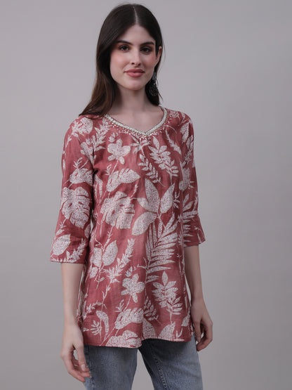 Digital Printed Floral Tunic for elegant neckwork