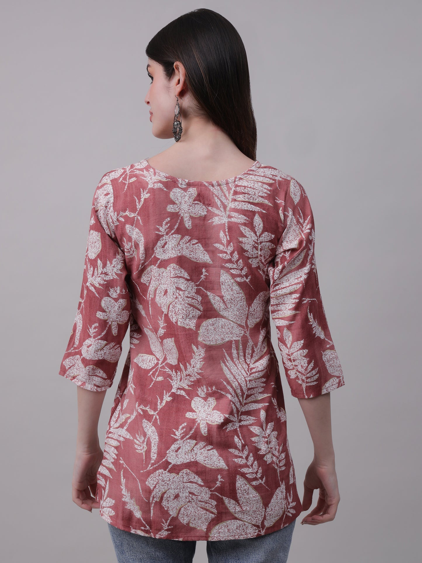 Digital Printed Floral Tunic for elegant neckwork