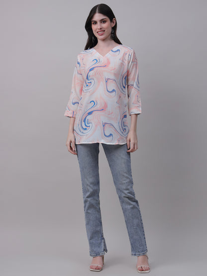 Aqua print tunic with pastel tones