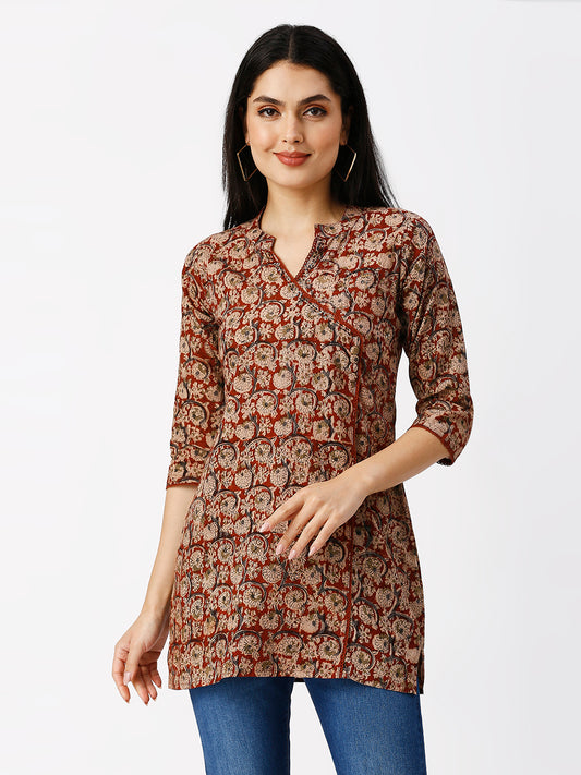 Angrakha tunic with ethnic print