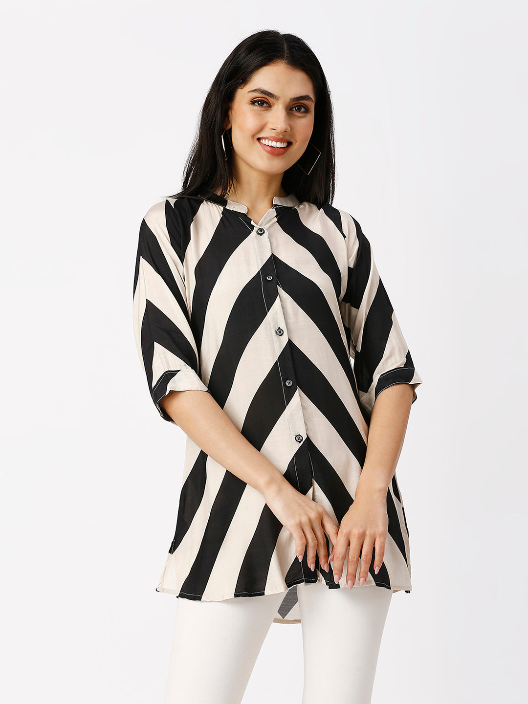 Symmetrical striped tunic