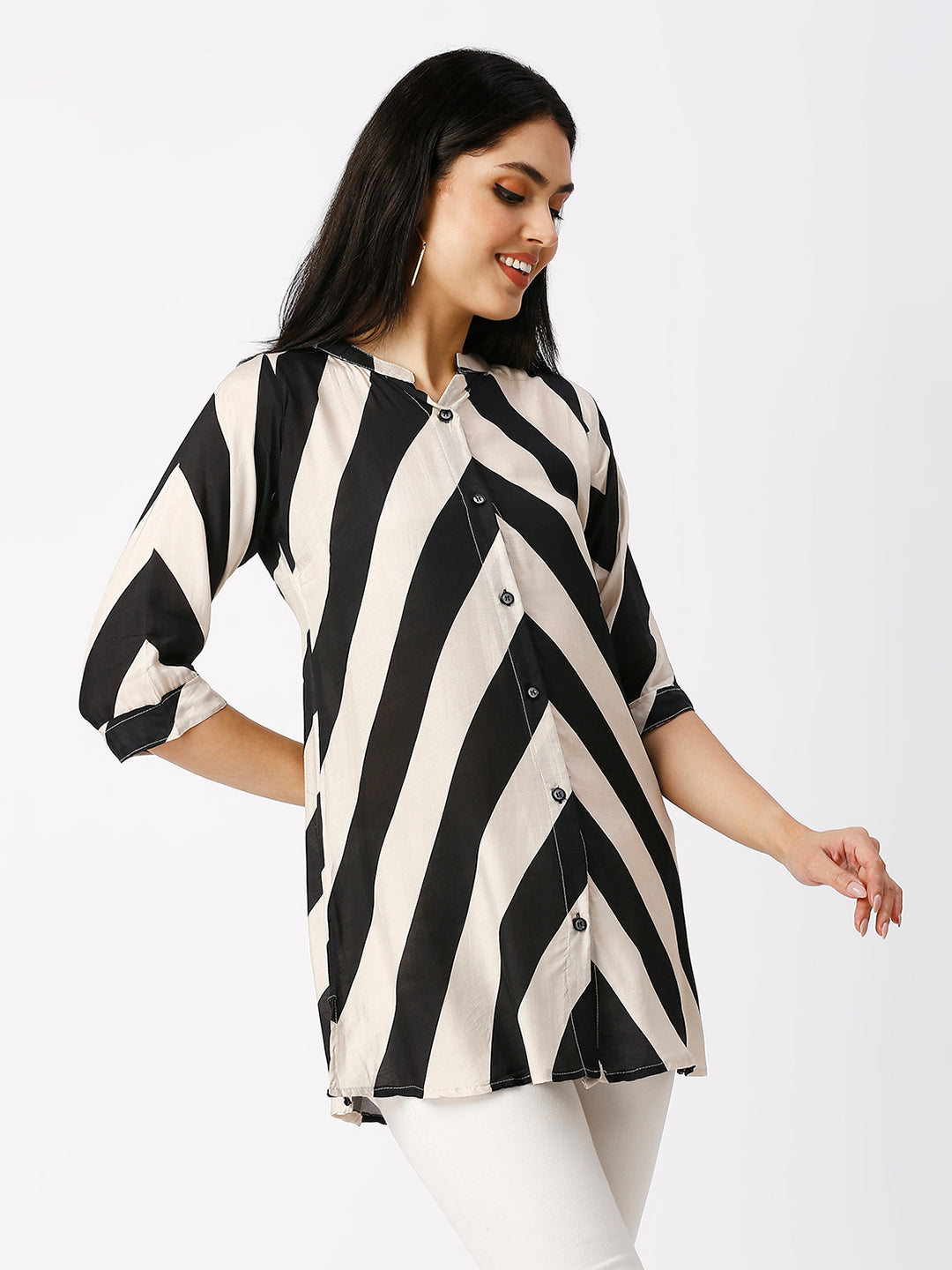 Symmetrical striped tunic