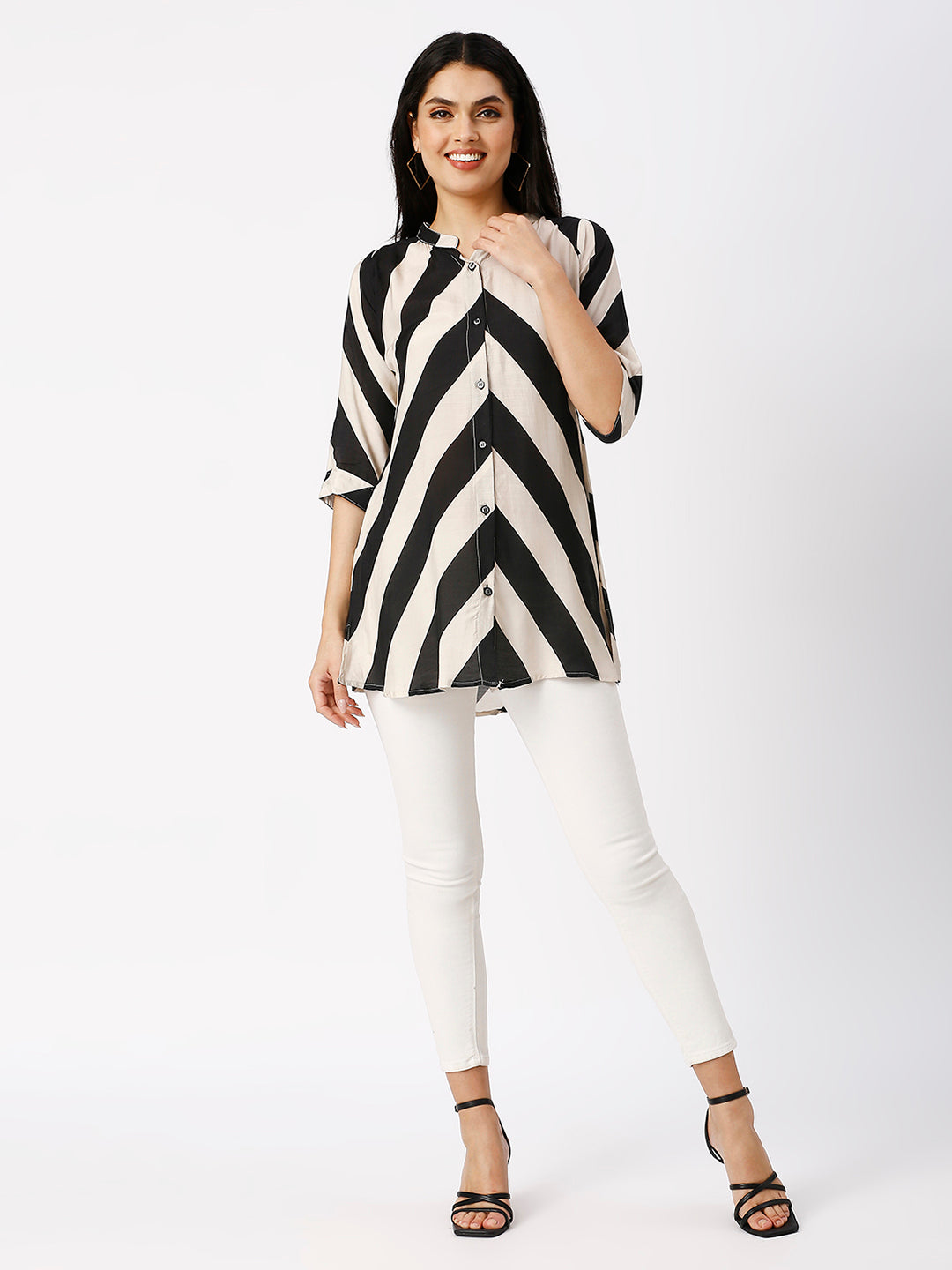 Symmetrical striped tunic