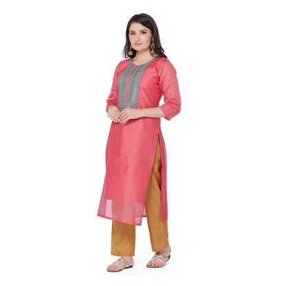 Golden Neckwork Silk Kurta Suit - Stunics