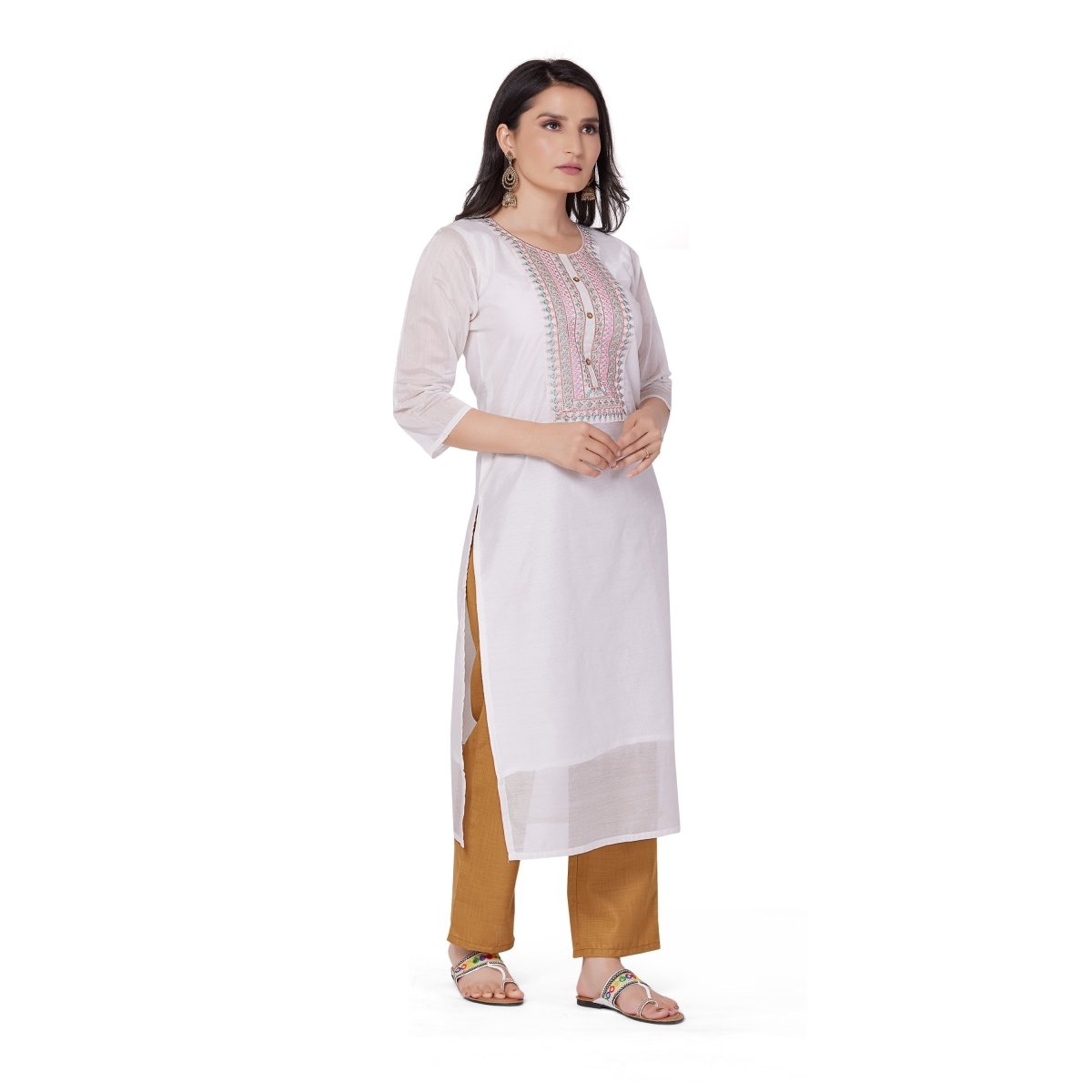 Golden Neckwork Silk Kurta Suit - Stunics