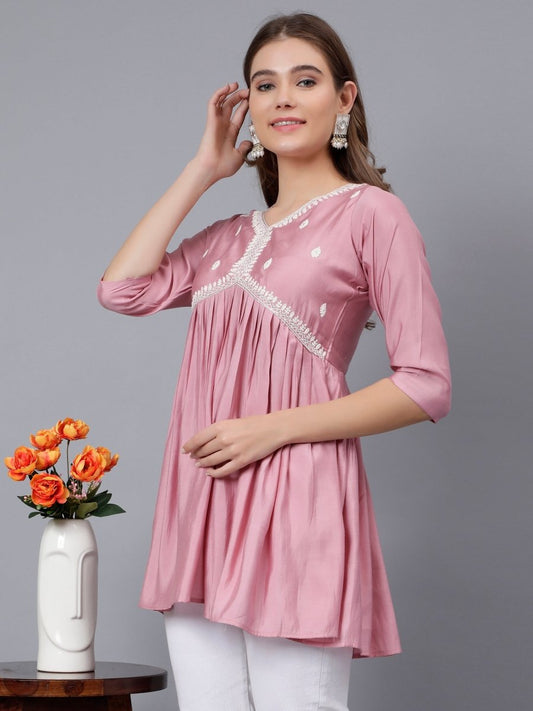 Plain Tunic with Elegant Neckwork - Stunics