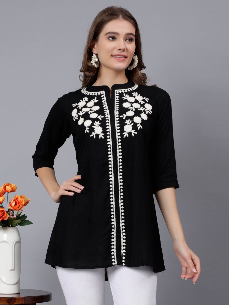 Plain Tunic with Neckwork - Lucknowi Tunic - Stunics