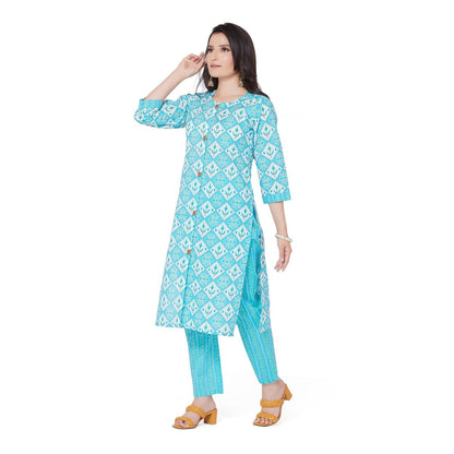 Printed Jaipuri Cotton Kurta Suit - Stunics