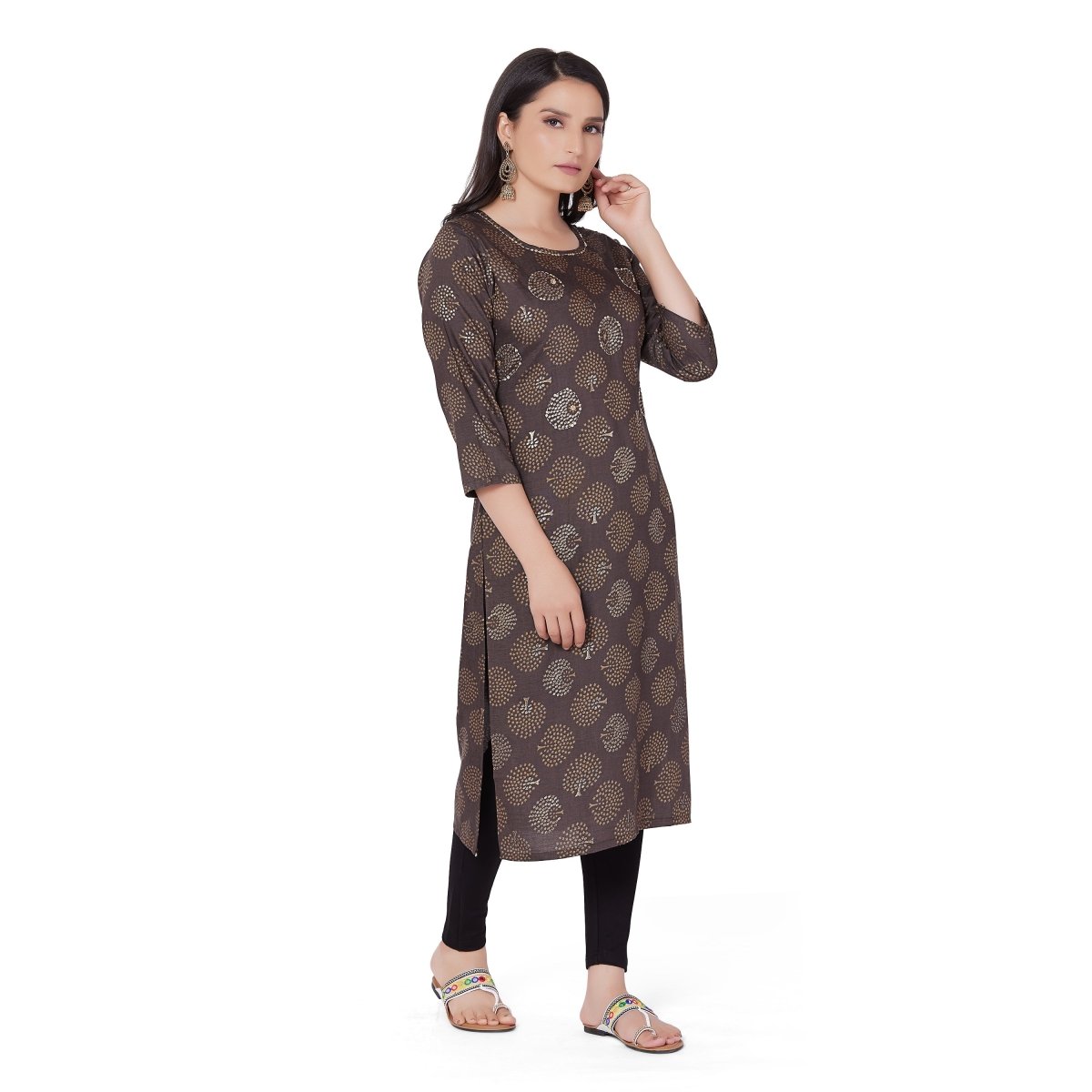 Silver Print Rayon Kurti - Stunics